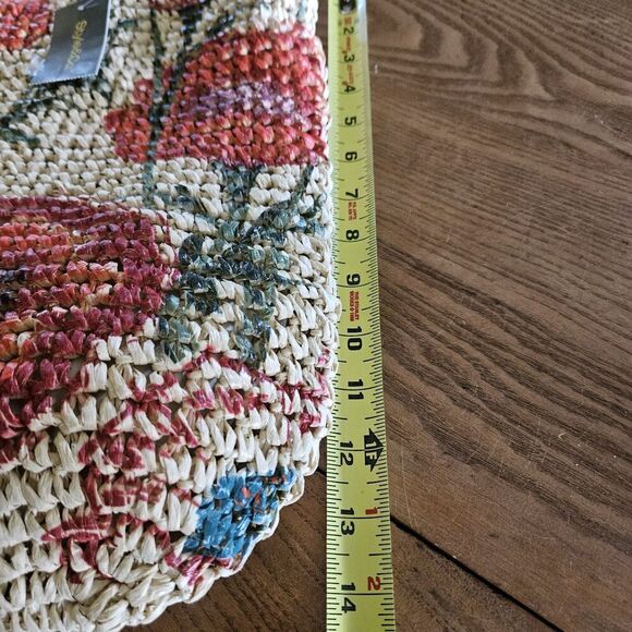 Style & Co Cornflower Straw Tote Bag Woven Floral Purse New Beach Resort Boho - Picture 4 of 11